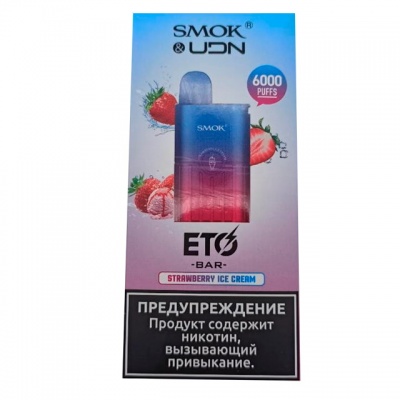 Заряжаемая одноразовая сигарета UDN ETO BAR 6000 Strawberry ice Cream - фото 1