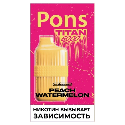Одноразовая POD система Pons Titan Disposable 6000 Персик Арбуз - фото 1
