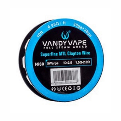  - Проволока Vandy Vape Superfine MTL Clapton Ni80 30GA+38GA (5 витков на ID2.5 1.5-2Ω)