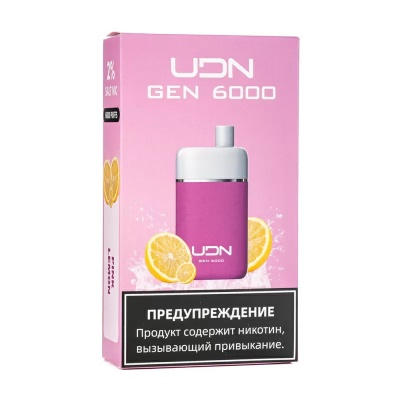 Заряжаемая одноразовая сигарета UDN BAR 6000 Розовый Лимон - фото 1
