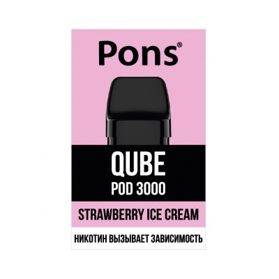Картридж Pons Qube Pod 3000 заправленный Клубничное Мороженое - фото 1